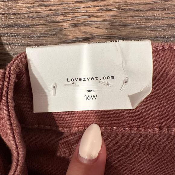LOVERVET Women's Tummy Control Crop Straight Jeans Size 16W In Burgundy - Picture 8 of 14